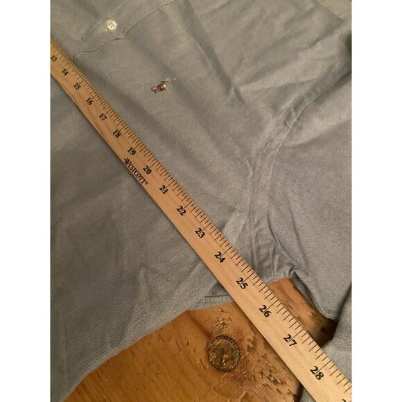 Ralph Lauren Button Down Blue Polo 15.5 (33) Logo Long Sleeve Yarmouth - Picture 6 of 9
